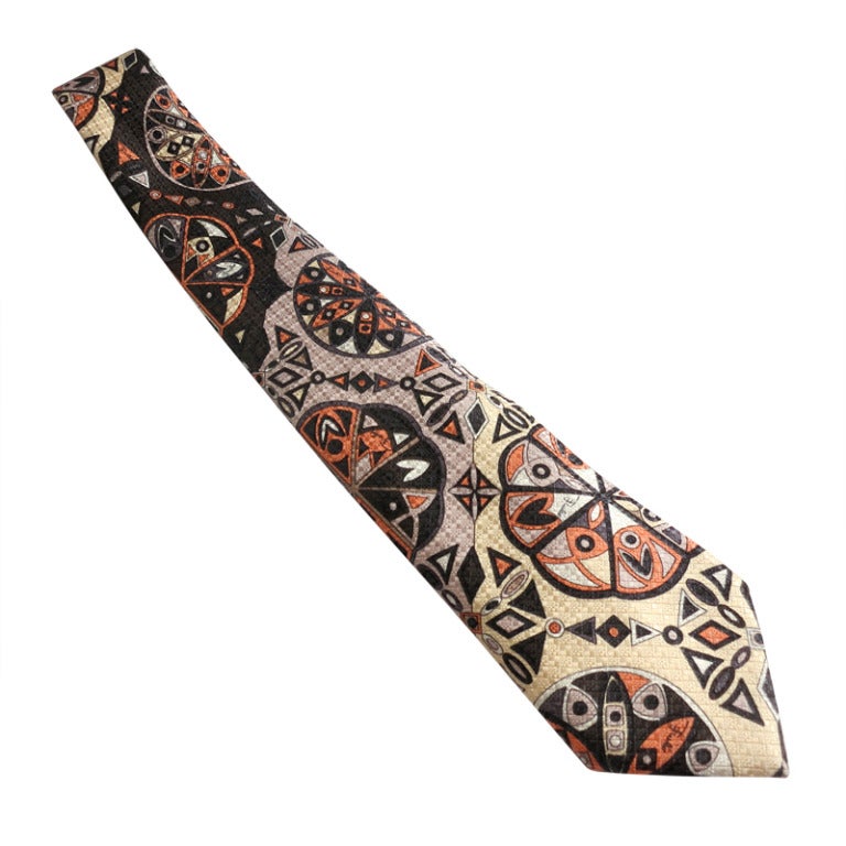 Unworn EMILIO PUCCI 100% Silk Geometric print necktie tie