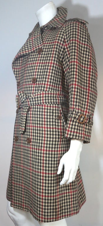 Gray Vintage TURNBULL & ASSER LONDON Men's houndstooth check trench coat For Sale