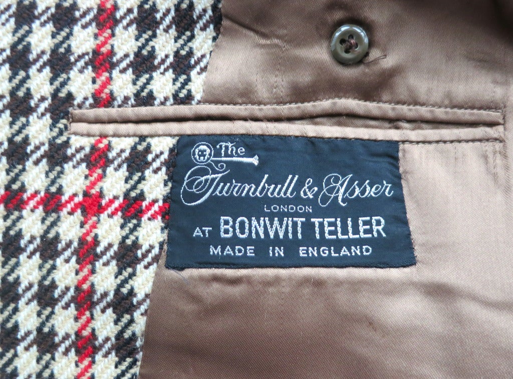 Vintage TURNBULL & ASSER LONDON Men's houndstooth check trench coat For Sale 2
