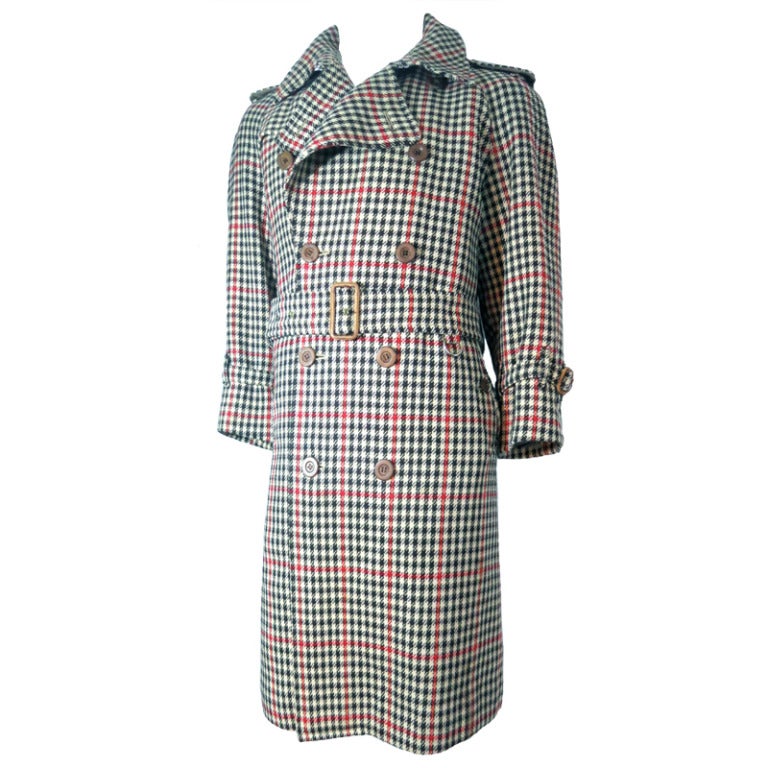 Vintage TURNBULL & ASSER LONDON Men's houndstooth check trench coat For Sale