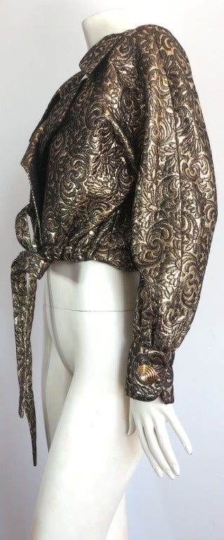 Vintage JAMES GALANOS Metallic brocade blouson jacket 2