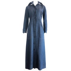 Vintage YVES SAINT LAURENT Blue denim coat dress at 1stDibs