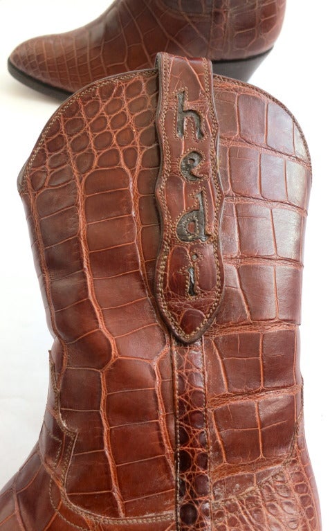 LOVELESS Women's African crocodile skin boots In Excellent Condition In Newport Beach, CA