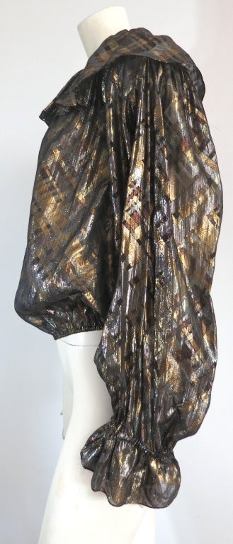 1970's YVES SAINT LAURENT Metallic silk peasant blouse YSL 2