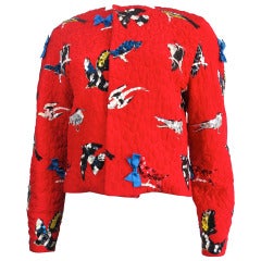 Retro MICHAELE VOLLBRACHT Multi-color embellished bird jacket