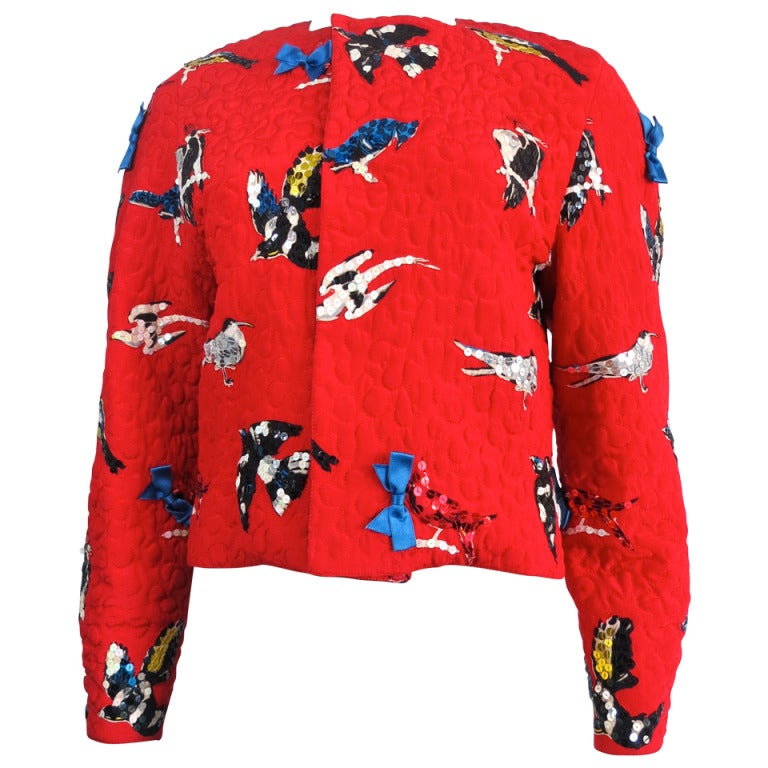 Vintage MICHAELE VOLLBRACHT Multi-color embellished bird jacket