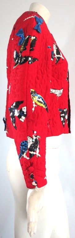 Vintage MICHAELE VOLLBRACHT Multi-color embellished bird jacket 2