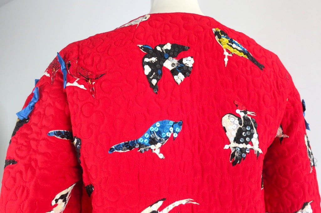 Vintage MICHAELE VOLLBRACHT Multi-color embellished bird jacket 4