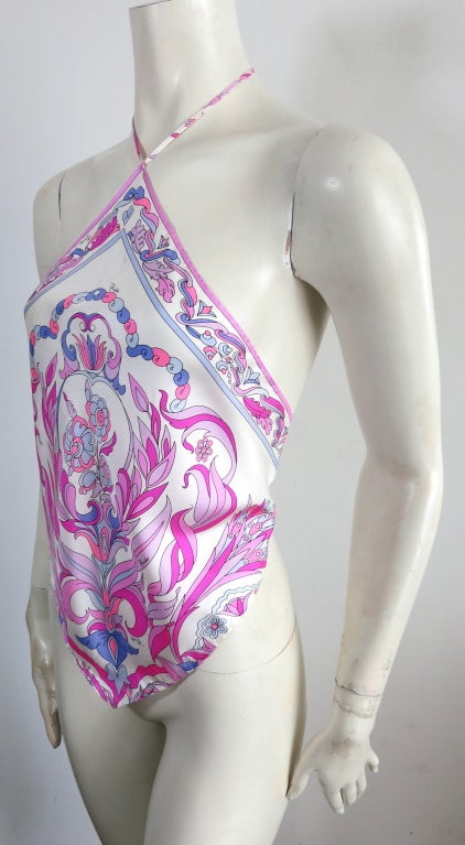 EMILIO PUCCI Abstract geometric printed silk halter scarf top 1