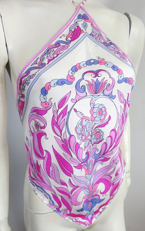 EMILIO PUCCI Abstract geometric printed silk halter scarf top 5