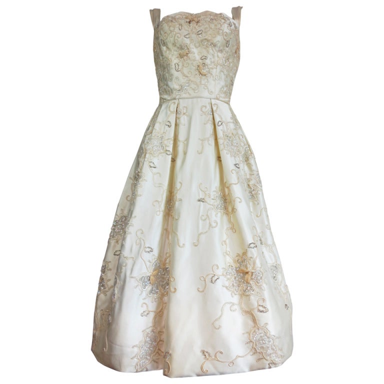 Vintage CEIL CHAPMAN Embellished satin dress