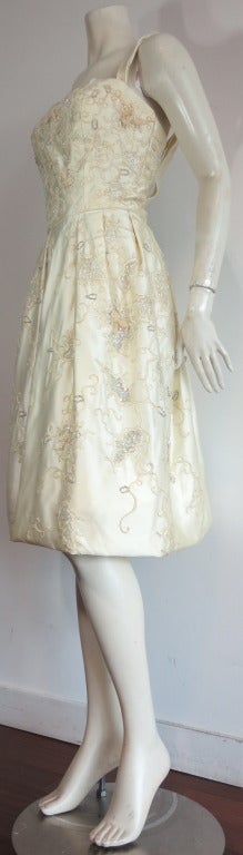 Women's Vintage CEIL CHAPMAN Embellished satin dress