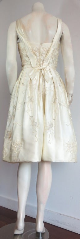 Vintage CEIL CHAPMAN Embellished satin dress 2