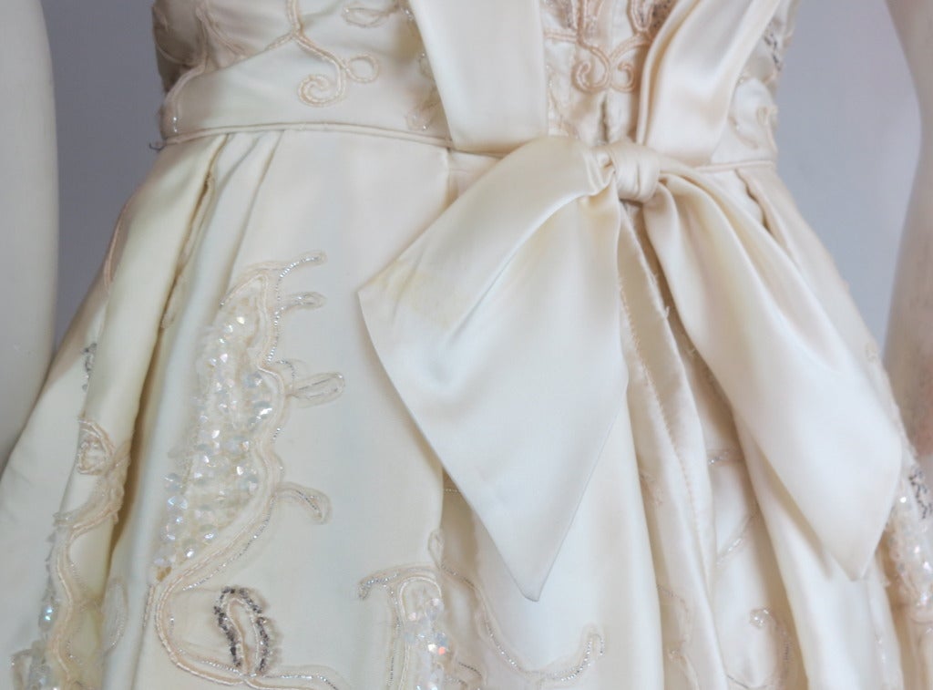 Vintage CEIL CHAPMAN Embellished satin dress 3