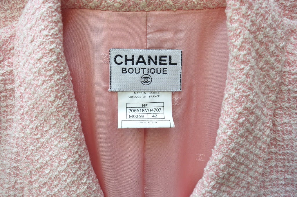 CHANEL PARIS Pink & ivory boucle coat 6