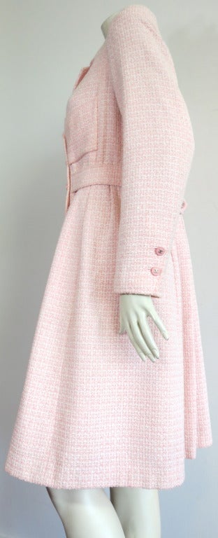 CHANEL PARIS Pink & ivory boucle coat 1