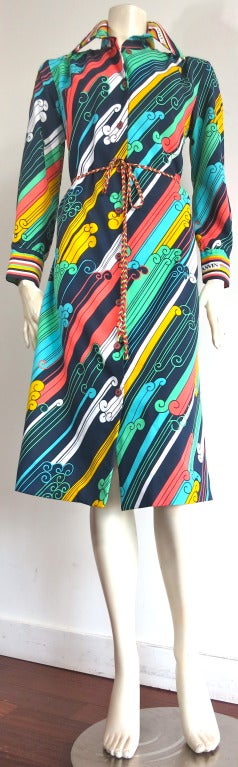 Vintage LANVIN Colorful printed shirt dress In Good Condition In Newport Beach, CA