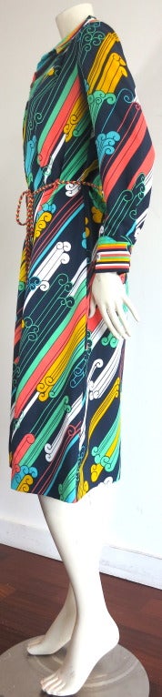 Women's Vintage LANVIN Colorful printed shirt dress