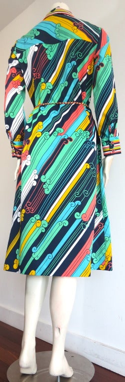 Vintage LANVIN Colorful printed shirt dress 2