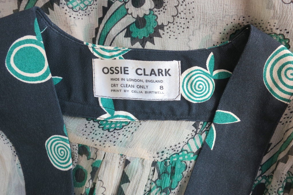 Vintage OSSIE CLARK Celia Birtwell Mystic Daisy silk dress 4