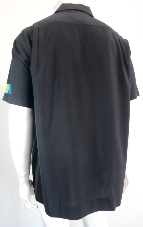 MATSUDA Men's geometric applique hand embroidered shirt at 1stDibs