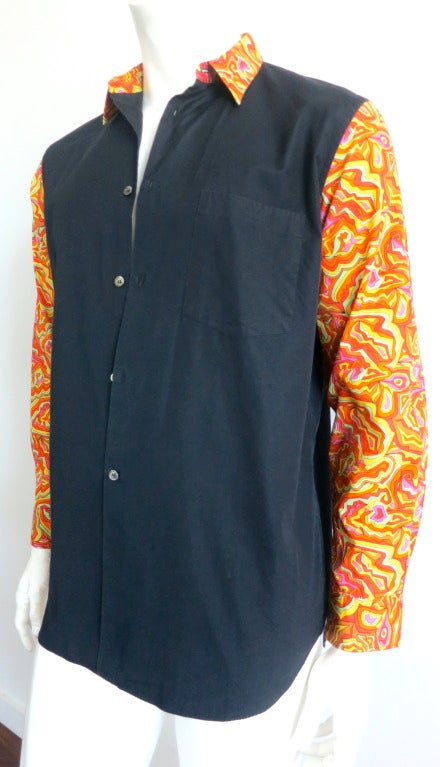 COMME DES GARCONS Homme Plus Men's print detail shirt In Good Condition For Sale In Newport Beach, CA