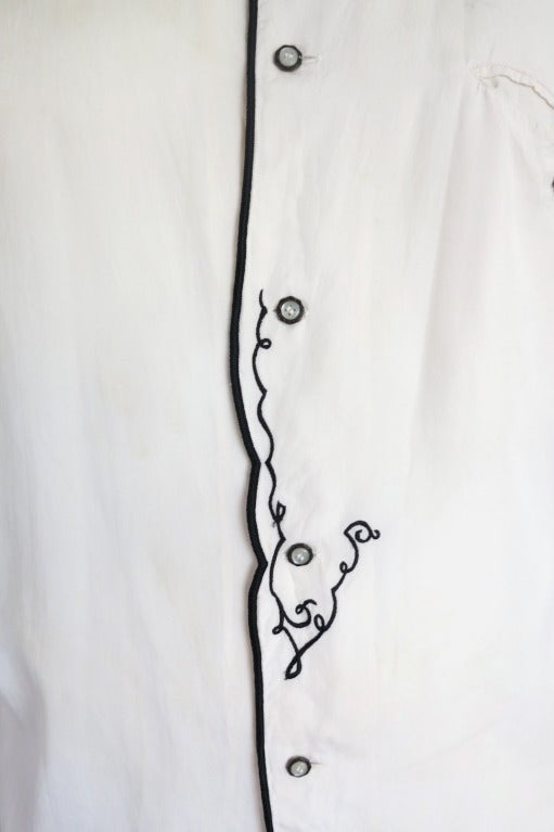 Vintage MATSUDA Men's embroidered silk shirt In Fair Condition In Newport Beach, CA