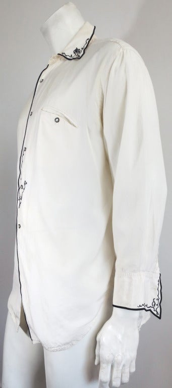 Vintage MATSUDA Men's embroidered silk shirt 1