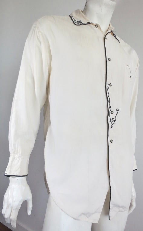 Vintage MATSUDA Men's embroidered silk shirt 5