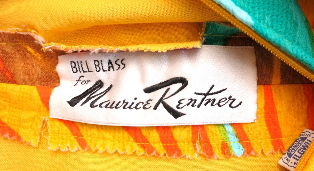 Vintage BILL BLASS for MAURICE RENTNER Printed matelasse dress 5