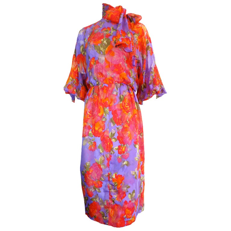 Vintage GIVENCHY HAUTE COUTURE Numbered floral dress For Sale
