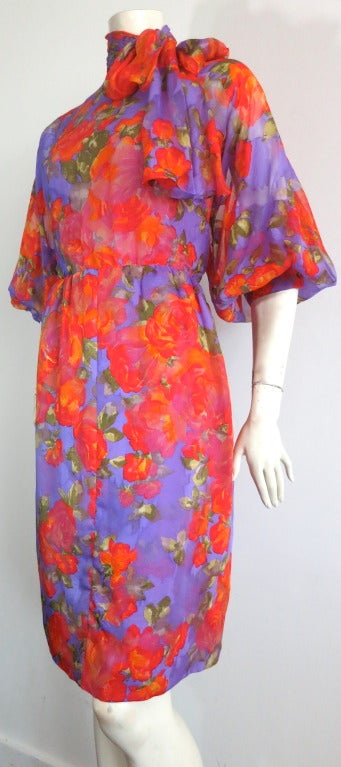 Orange Vintage GIVENCHY HAUTE COUTURE Numbered floral dress For Sale