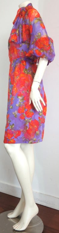 Vintage GIVENCHY HAUTE COUTURE Numbered floral dress In Good Condition For Sale In Newport Beach, CA