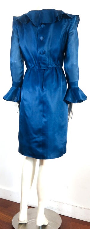 Vintage GIVENCHY HAUTE COUTURE Numbered silk gazar flounce dress In Fair Condition In Newport Beach, CA