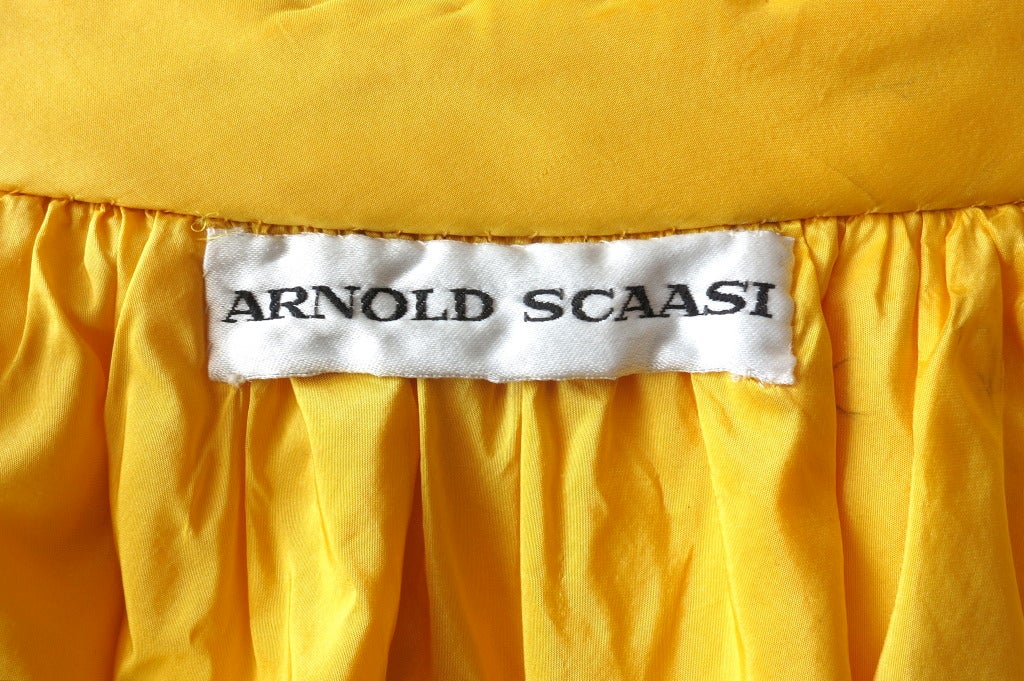 Vintage ARNOLD SCAASI Imperial yellow silk taffeta evening coat 2