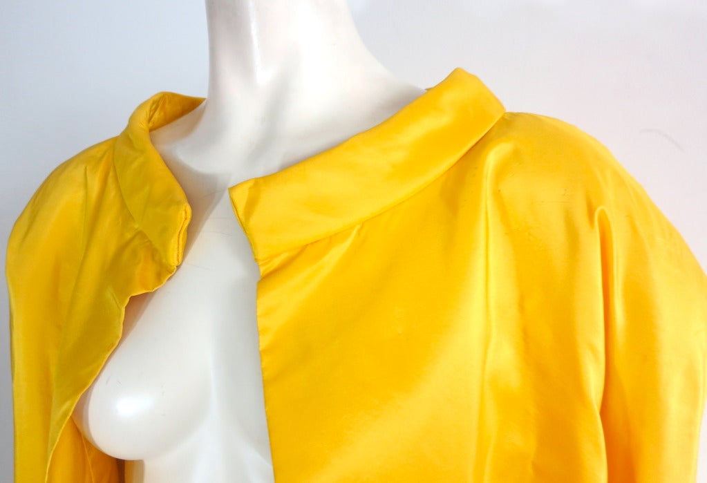 Vintage ARNOLD SCAASI Imperial yellow silk taffeta evening coat 3