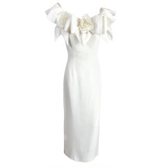 Vintage VICTOR COSTA BRIDAL 1980 Ecru/ivory floral wedding dress