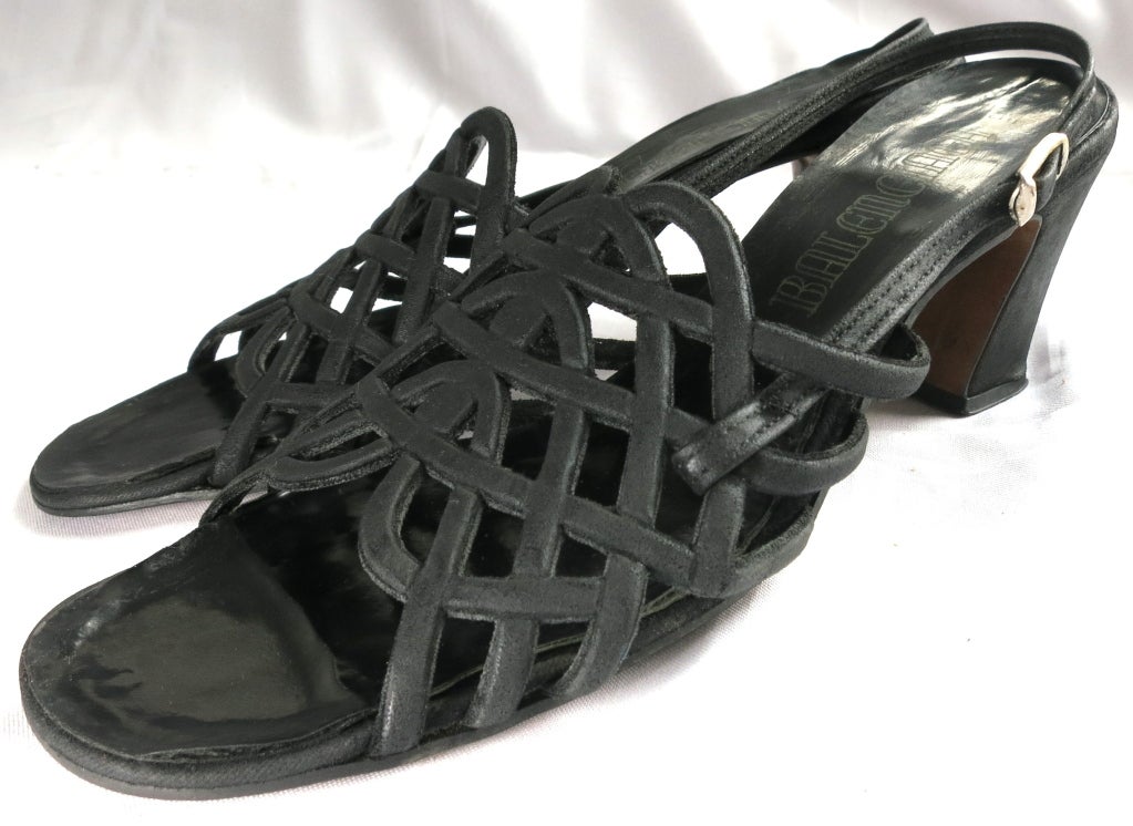 Vintage BALENCIAGA early 1960's era lattice slingback heels