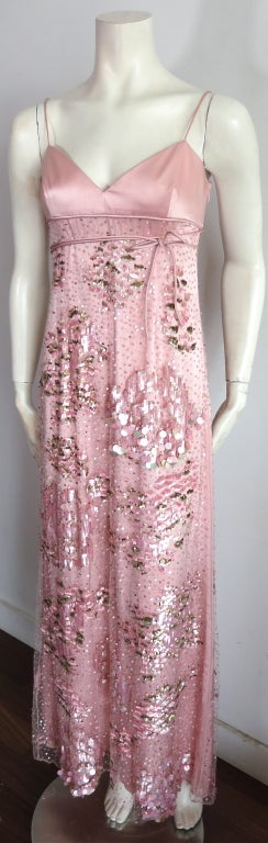 Women's VALENTINO Rose pink payette embellished duchess satin dress