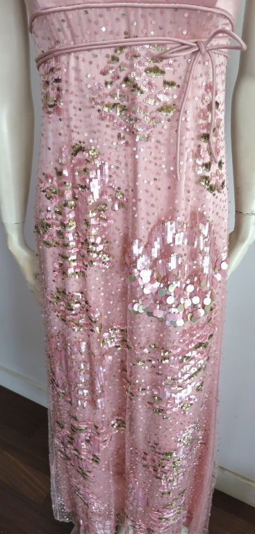 VALENTINO Rose pink payette embellished duchess satin dress 1