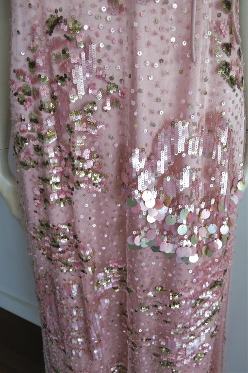 VALENTINO Rose pink payette embellished duchess satin dress 2