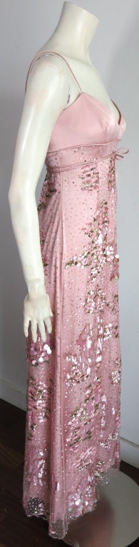 VALENTINO Rose pink payette embellished duchess satin dress 3