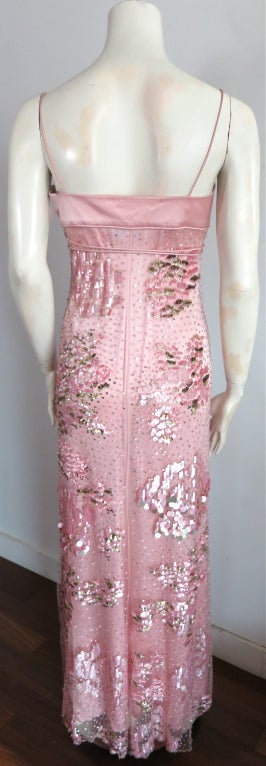 VALENTINO Rose pink payette embellished duchess satin dress 4