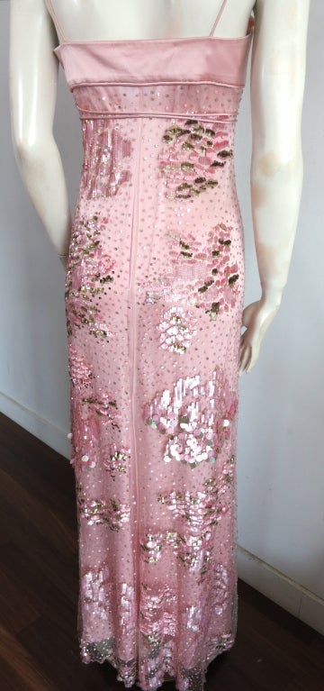 VALENTINO Rose pink payette embellished duchess satin dress 5