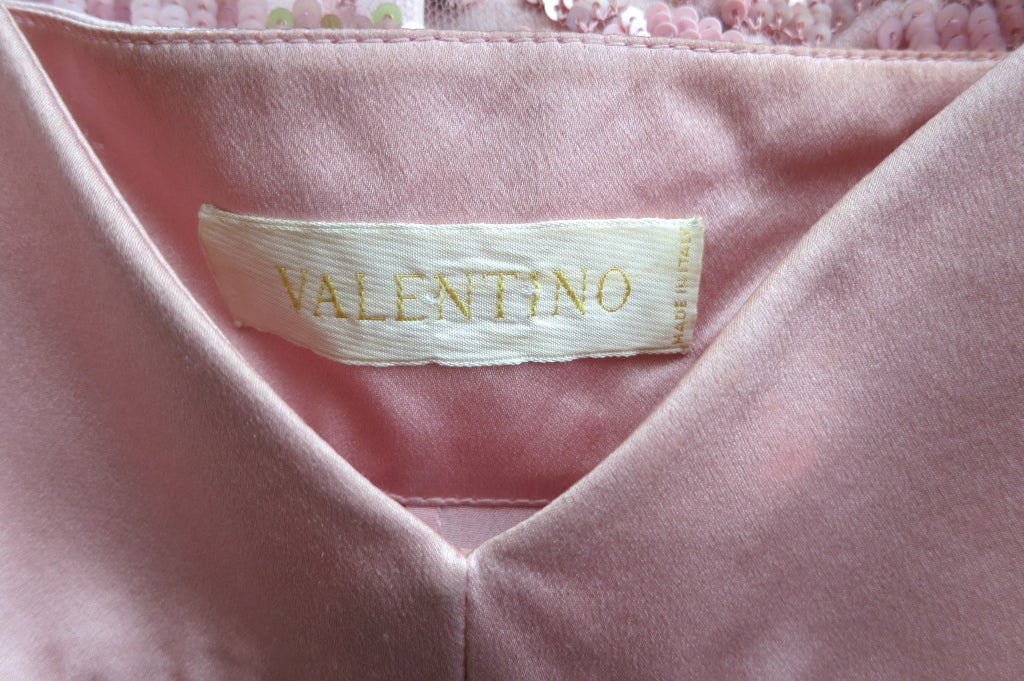 VALENTINO Rose pink payette embellished duchess satin dress 6
