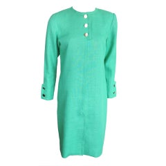 Vintage BILL BLASS 1970's era Jade green linen dress