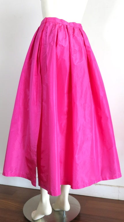 Vintage YVES SAINT LAURENT 1980 Silk taffeta fuchsia ball skirt at 1stDibs