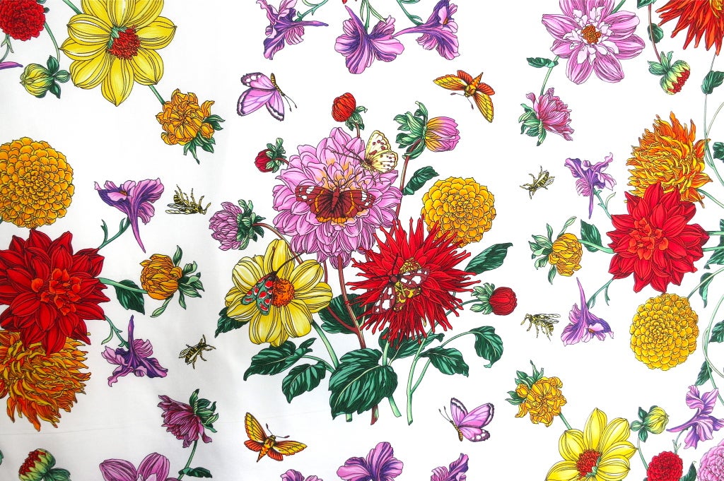 GUCCI 'Dahlia' Flora printed silk scarf 2