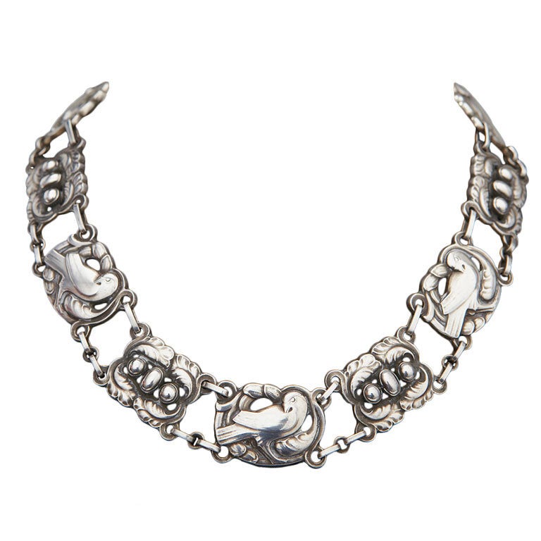 Art Nouveau Sterling Silver Necklace post 1945 For Sale at 1stDibs