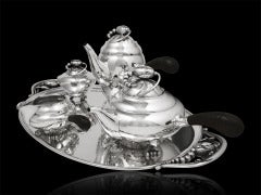 Vintage Georg Jensen Blossom Tea/Coffee Set 2 With Tray